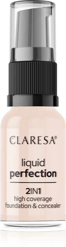 Claresa Liquid Perfection 2in1 make-up with high coverage Farbton 101 Light 18 g