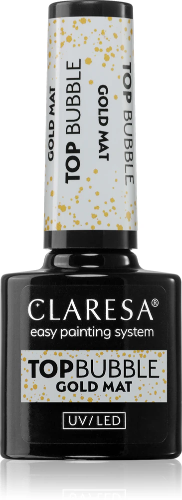 Claresa UV/LED Top Bubble Gel Top Coat for Matt Fingernails Farbton Gold 5 g