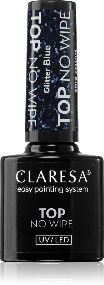 Claresa UV/LED Top Glitter No Wipe gel top coat for glittering fingernails Farbton Glitter Blue 5 g
