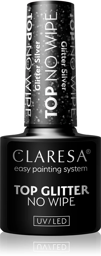 Claresa UV/LED Top Glitter No Wipe gel top coat for glittering fingernails