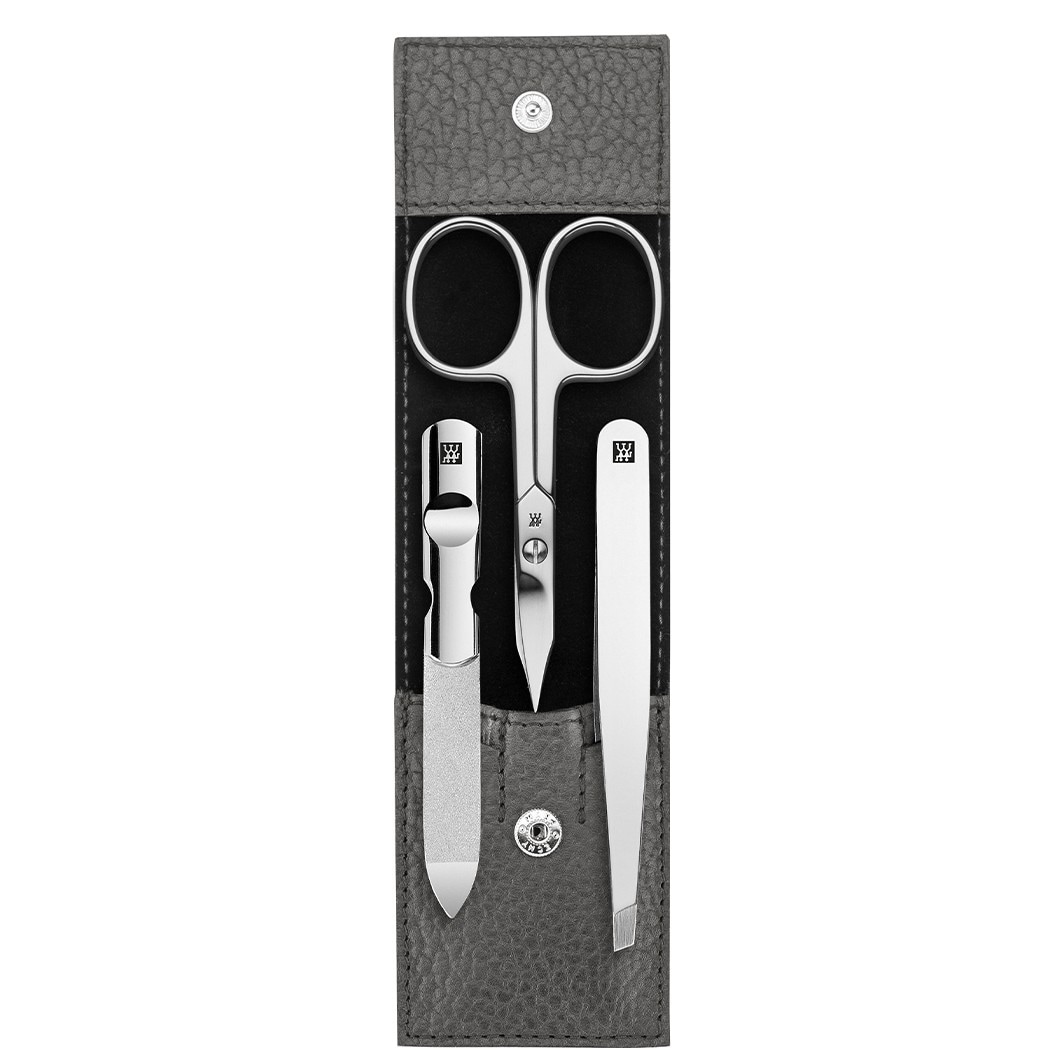 ZWILLING ® Classic inox pocket case, cowhide, anthracite, 3-pc.