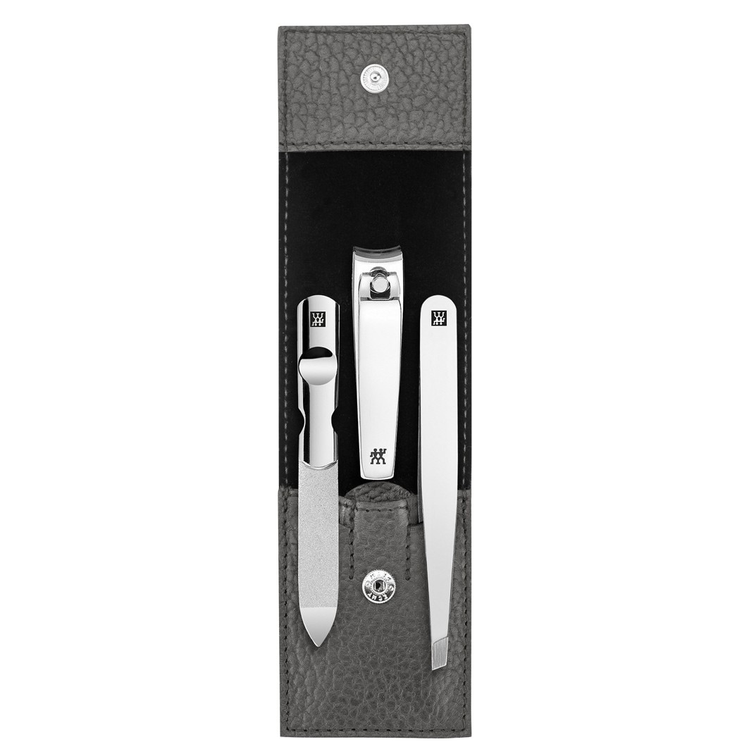 ZWILLING ® Classic inox pocket case, cowhide, anthracite, 3-pc.