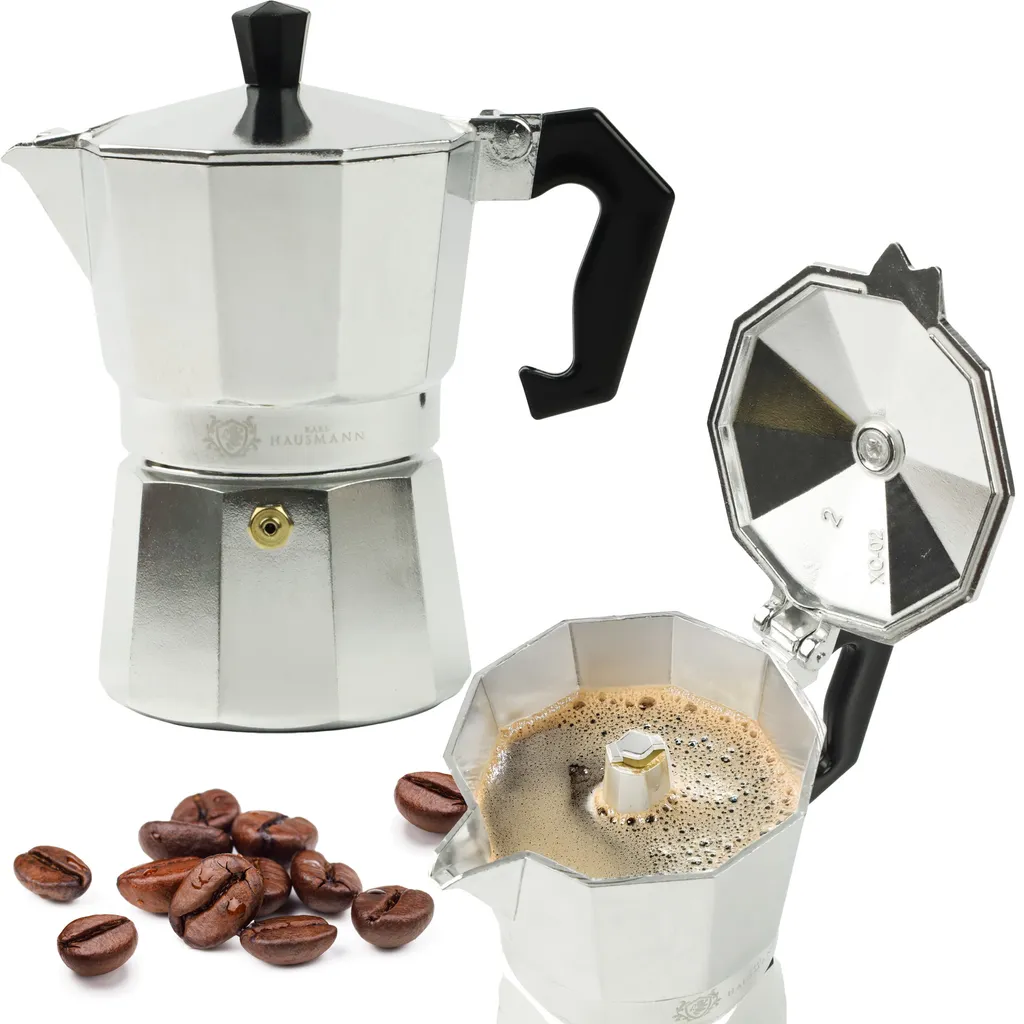 Karl Hausmann Classic Coffee Maker, Coffee Pot for 3 Cups of Coffee (150 ml), Induction Compatible, Silver