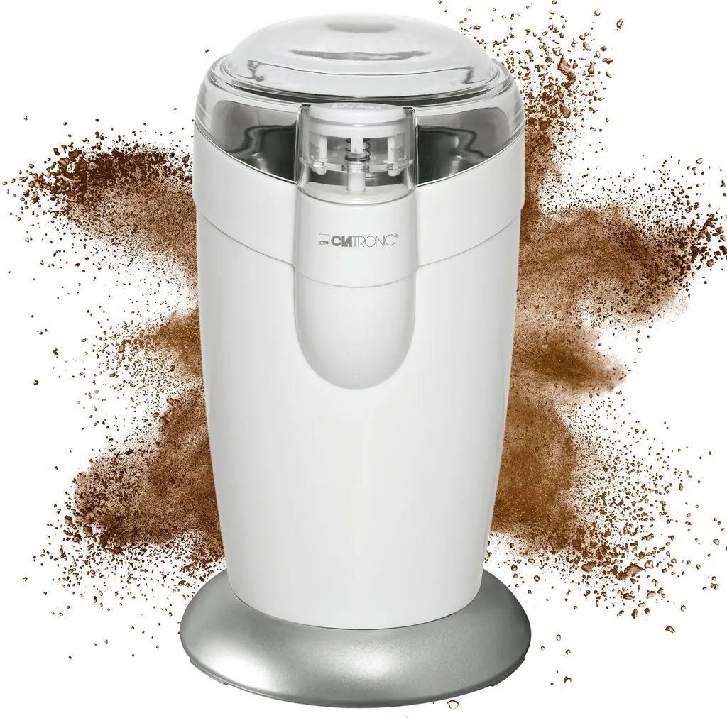 Clatronic electric coffee grinder, coffee grinder with stainless steel blades, 40 g capacity, 120-watt motor, white-stainless steel, KSW 3306
