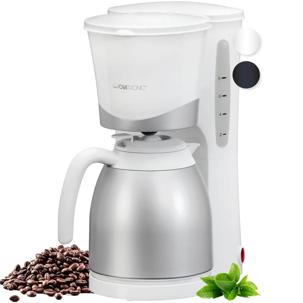Clatronic coffee maker with thermal carafe | for 8-10 cups of coffee | filter coffee machine | 1 liter | filter coffee machine | KA 3327 white