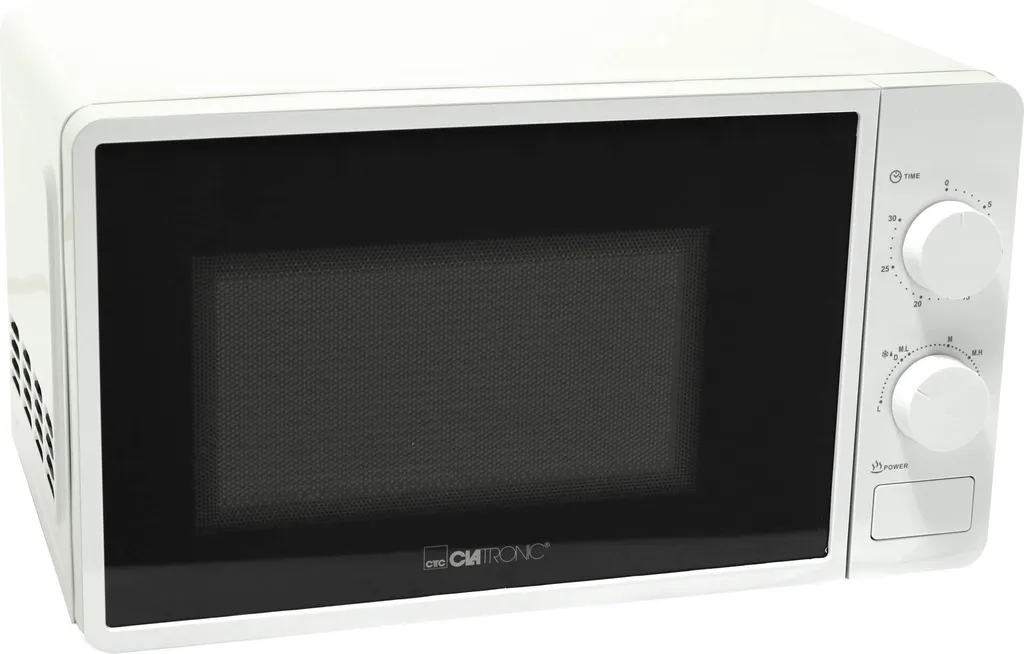 Clatronic microwave oven 700 watts white 6 power levels with turntable and timer