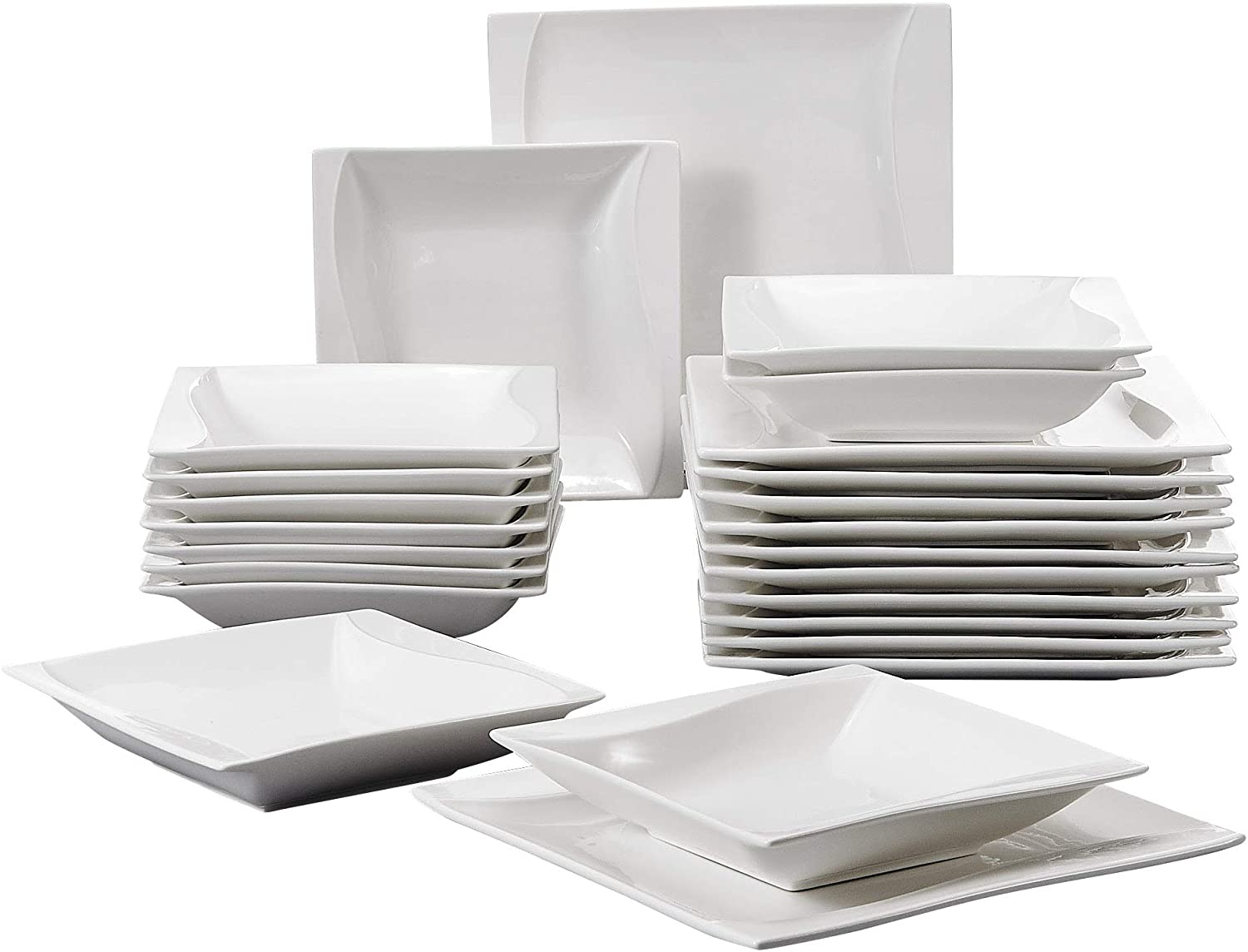Malacasa, Carina Series, Cream White Porcelain Crockery Set, 24 Pieces, Set