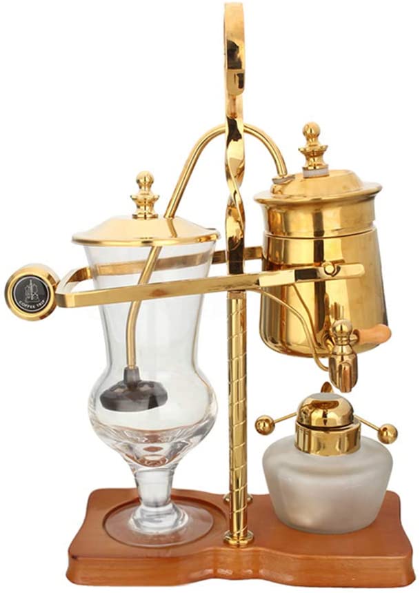 YXQQ Royal Siphon Coffee Maker, Manual Vacuum Coffee Pot Brew, 304 Stainless Steel, Borosilicate Glass, Large Aroma, Removable Filter, for Family Kitchen Office