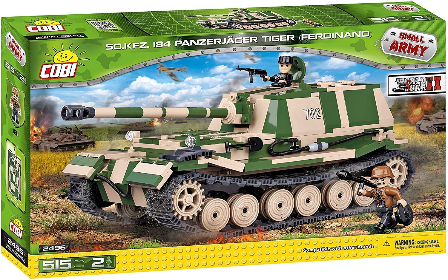 Cobi Factory SA Cobi 2496 Sd.Kfz. 184 Tank Hunter Tiger Ferdinand Beige / Green