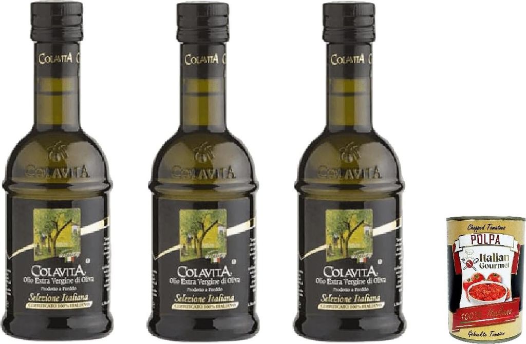 Italian Gourmet E.R. Colavita Extra Virgin Olive Oil, Italian Selection 3 x 250ml, 100% Italian Extra Virgin Olive Oil + Italian Gourmet 400g Olive Oil