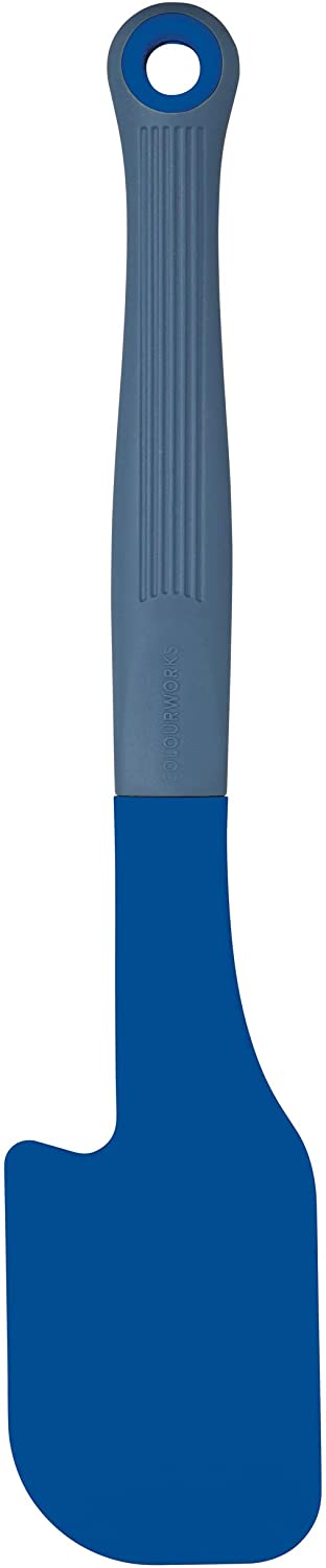 KitchenCraft Colourworks CWBRSPATBLU Multi Silicone Spatula with Integrated Tray - Blueberry