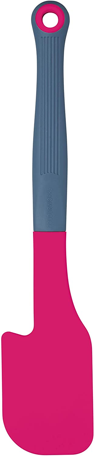 KitchenCraft Colourworks CWBRSPATPNK Silicone Spatula with Integrated Tray - Raspberry