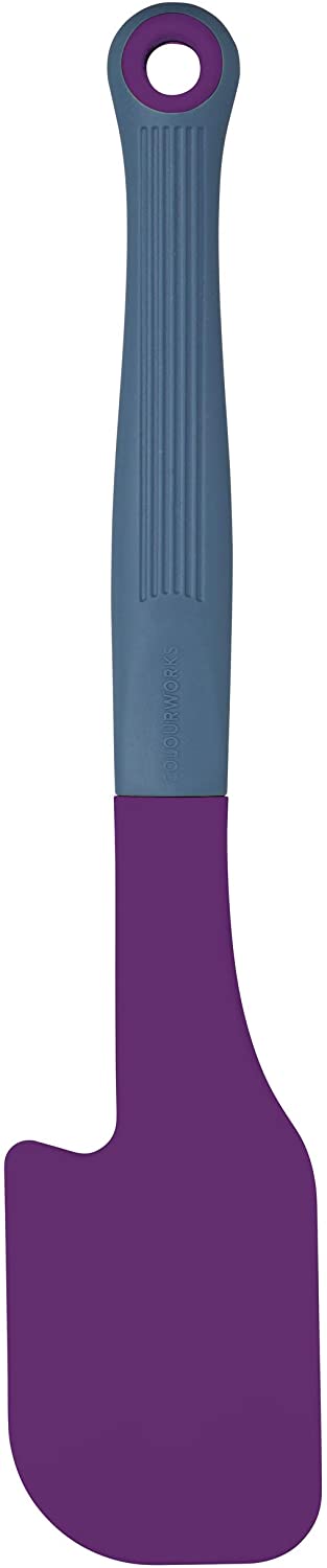 KitchenCraft Colourworks CWBRSPATPUR Silicone Spatula with Integrated Tray - Plum