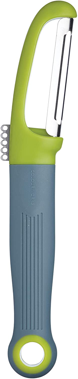 KitchenCraft Colourworks CWBRSPEELGRN 2-in-1 Peeler and Lemon Squeezer Stainless Steel Apple
