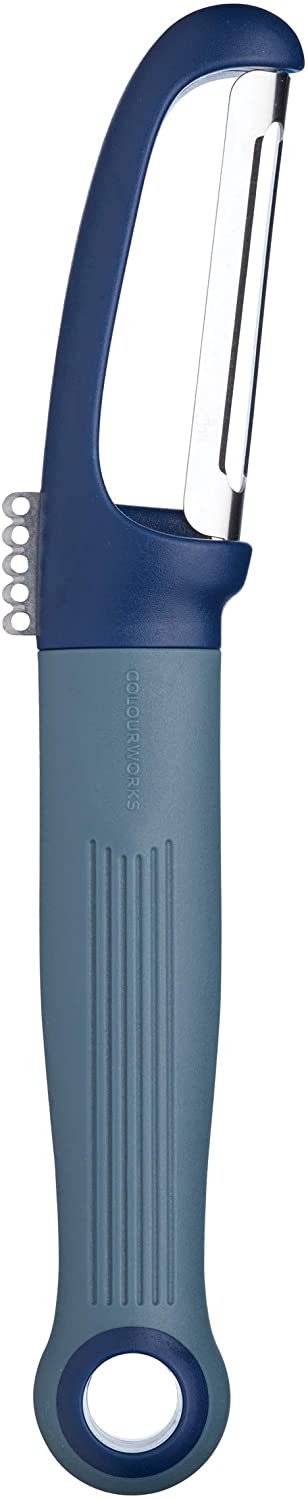 KitchenCraft Colourworks CWBRSPEELNVY 2-in-1 Peeler and Lemon Tester - Blackberry Stainless Steel