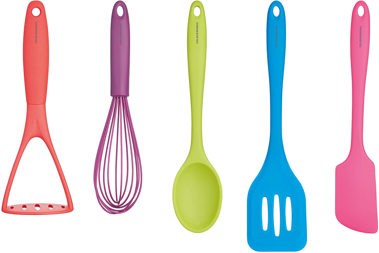 KitchenCraft Colourworks CWBRTOOLS5PC Silicone Utensil Set, Multi-Colour