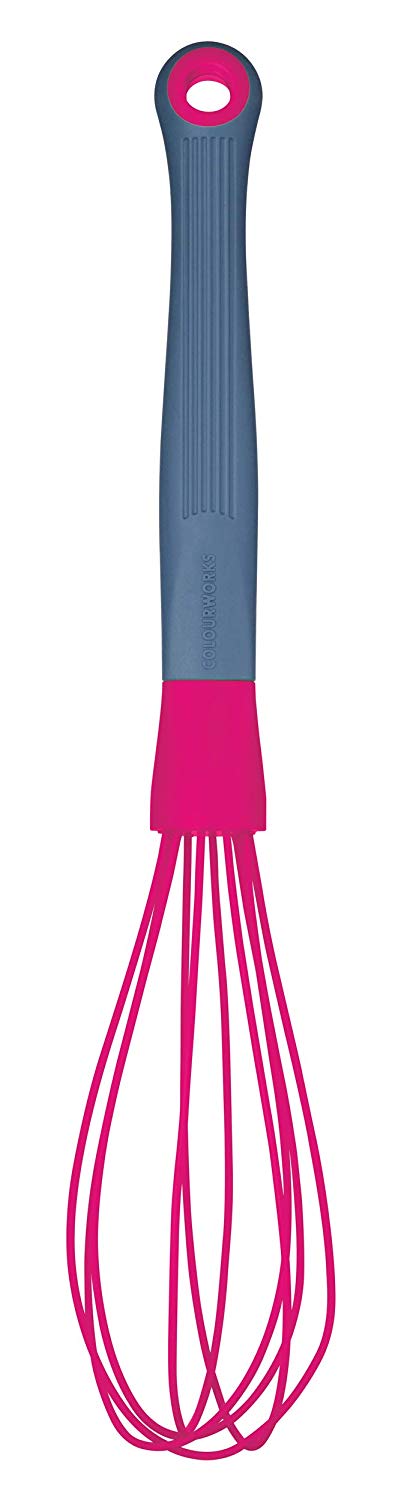 KitchenCraft Colourworks Cwbrwhiskpnk Soft Grip Silicone Whisk, Raspberry