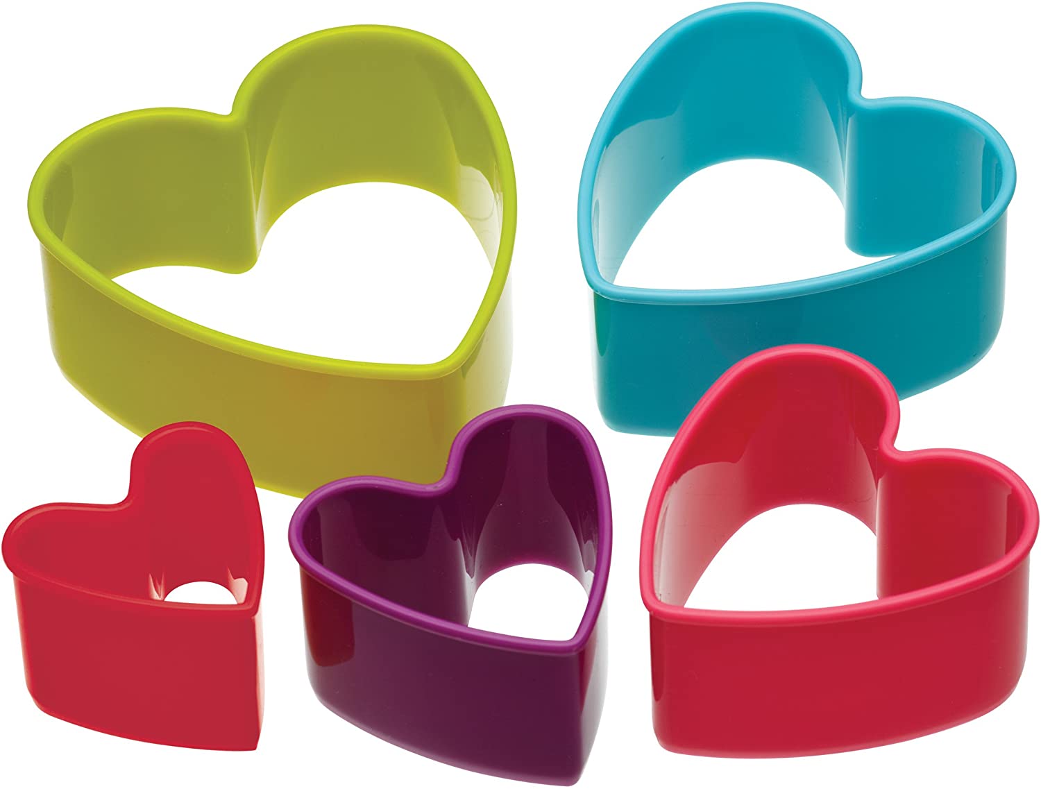 KitchenCraft Colourworks Five Piece Heart Shaped Cookie Cutters Set [Set of 5]