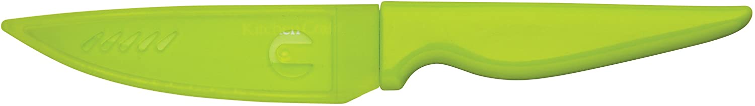 KitchenCraft Colourworks Non-Stick Kitchen Knife 10 cm – with Case – Green