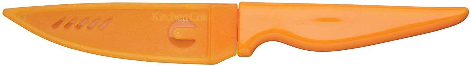 KitchenCraft Colourworks Non-Stick Kitchen Knife 10 cm with Case - Orange