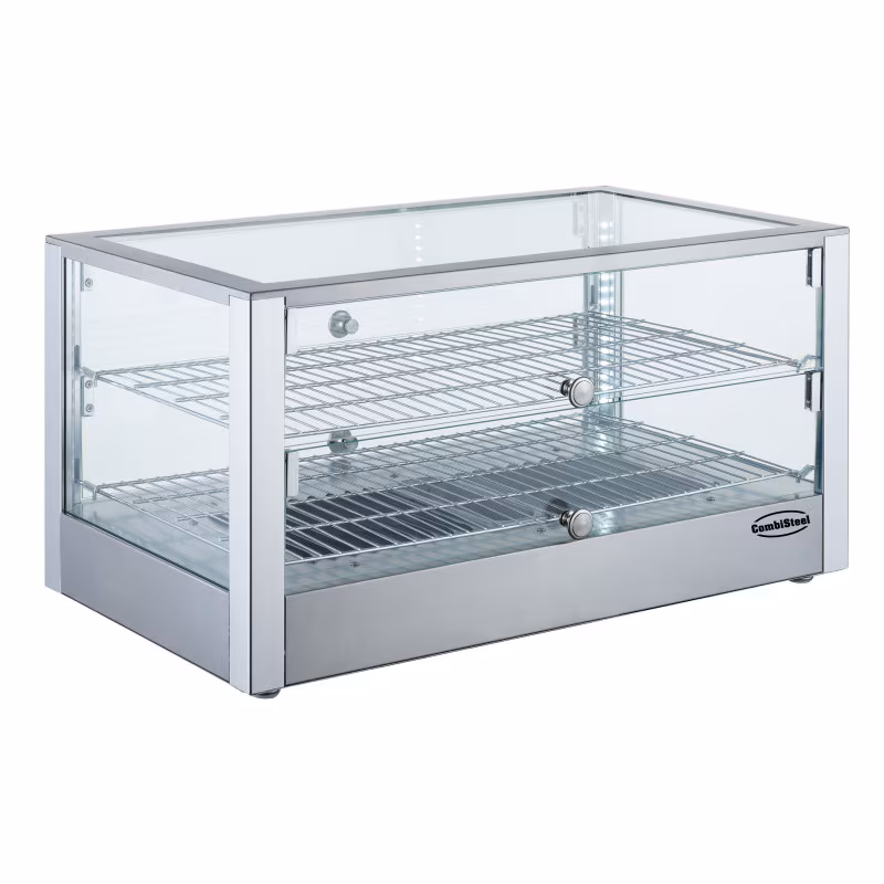Combisteel heated display case, 80 liters, with 2 shelves, table model