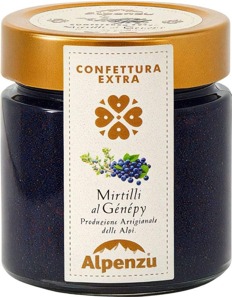 Extra Blueberry Jams with Genepy, Heidelbeer-Konfitüre mit Genepy, 270g, Alpenzu