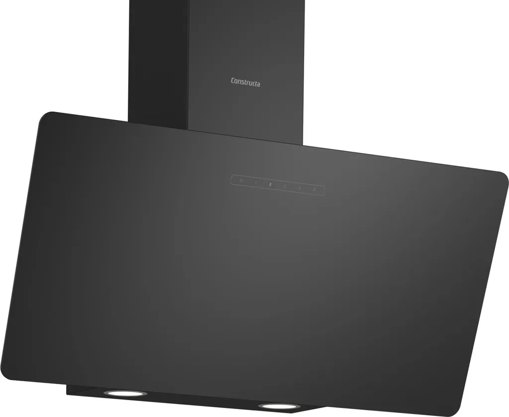 Neff Constructa CD688866, wall-mounted extractor hood, 80 cm, clear glass with black print, black