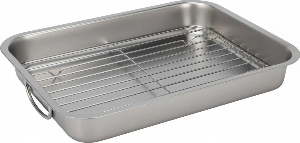 Cookinglife roasting pan + rack – stainless steel – 37 x 28 x 5.5 cm