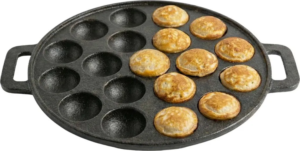 Cookinglife Poffertjes Pan Cast Iron Ø 24 cm – 19 Poffertjes – without non-stick coating – suitable for all heat sources