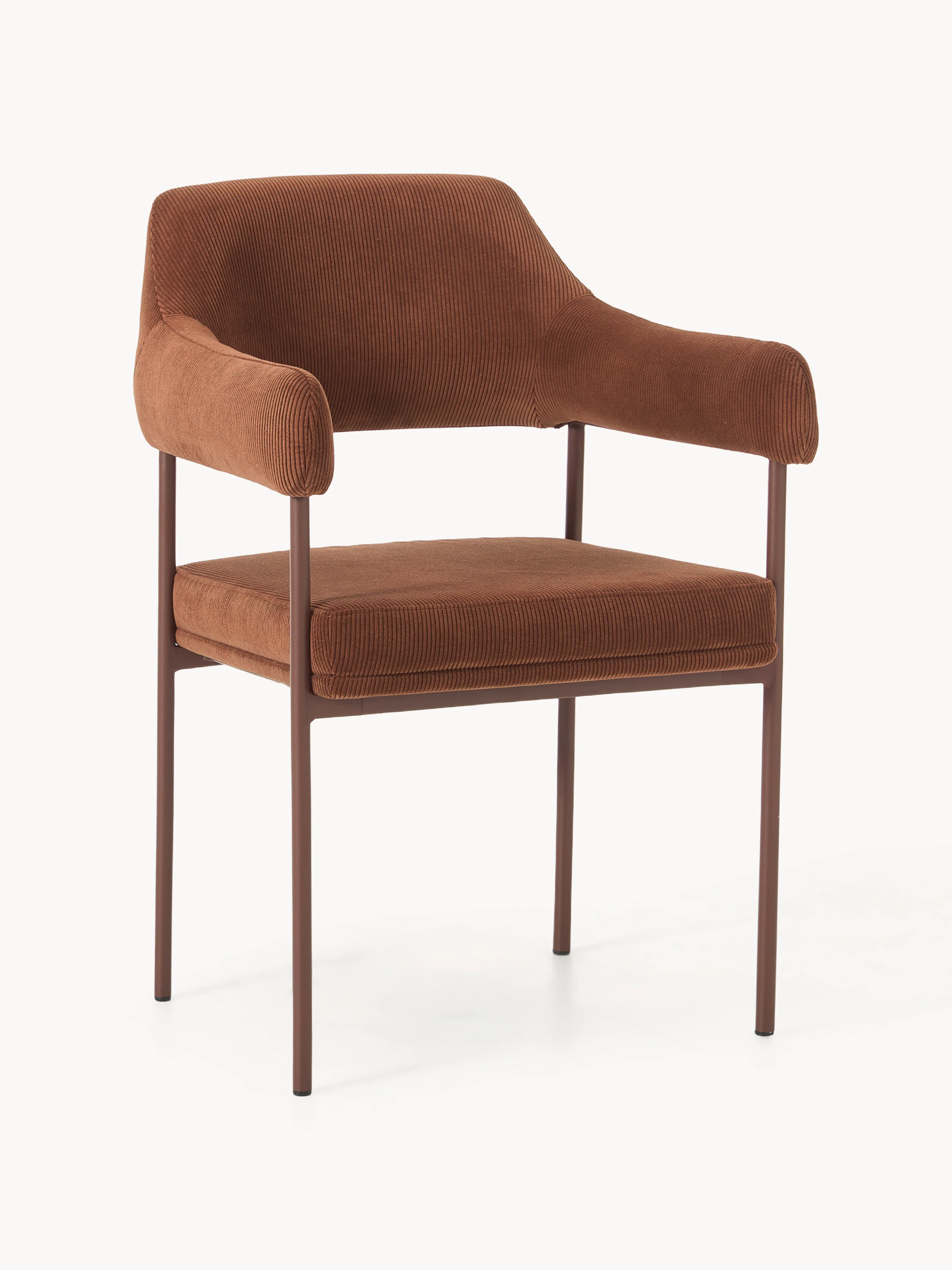 Westwing Collection Zoe corduroy armchair - Cord Nougat, Nougat