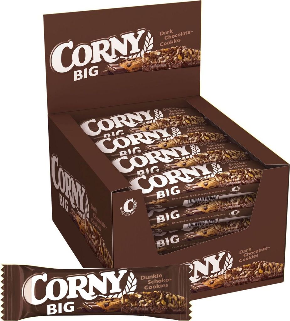 Schwartau Werke Corny Big Dark Chocolate Cookies Muesli Bars, 24x50g