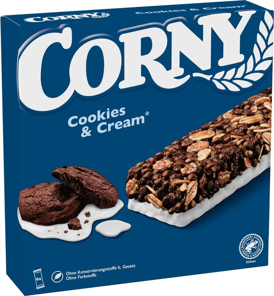 Schwartau Werke Corny CLASSIC Cookies & Cream muesli bars, 6x23g