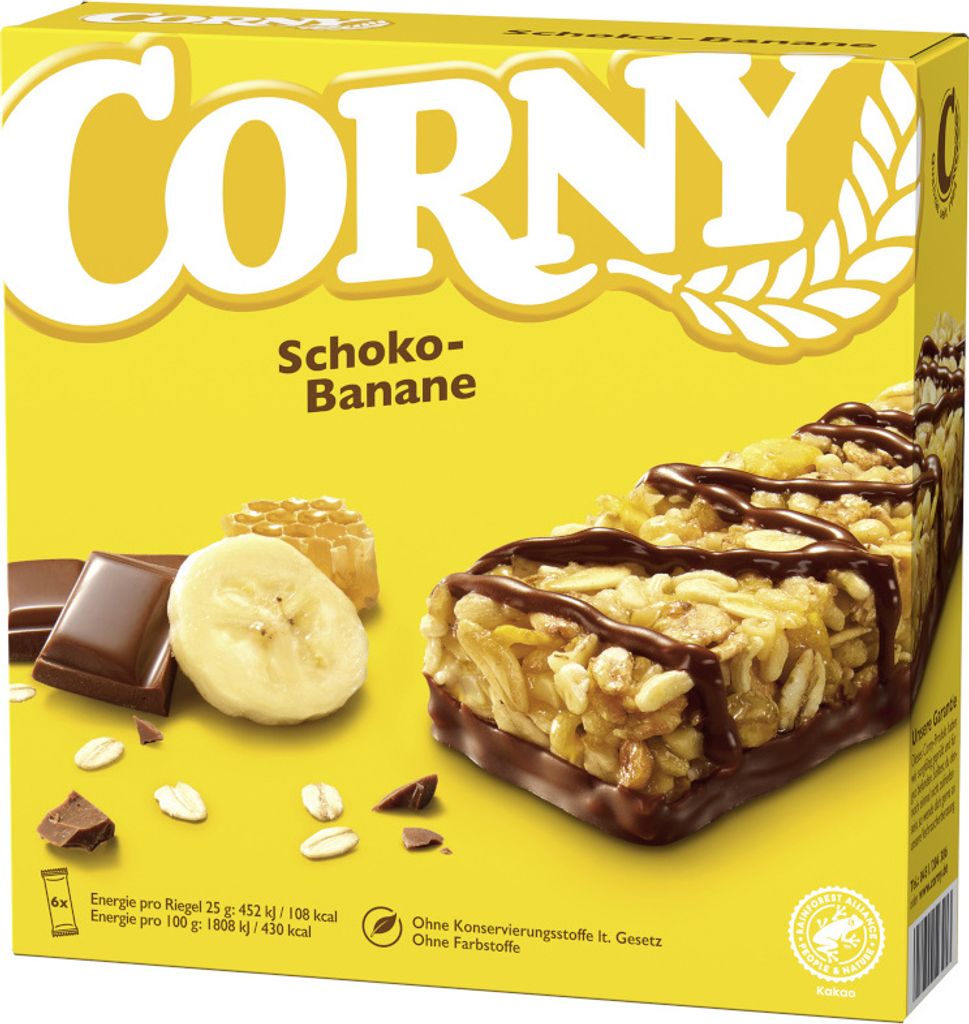 Schwartau Werke Corny Classic Chocolate-Banana Muesli Bars, 6x25g