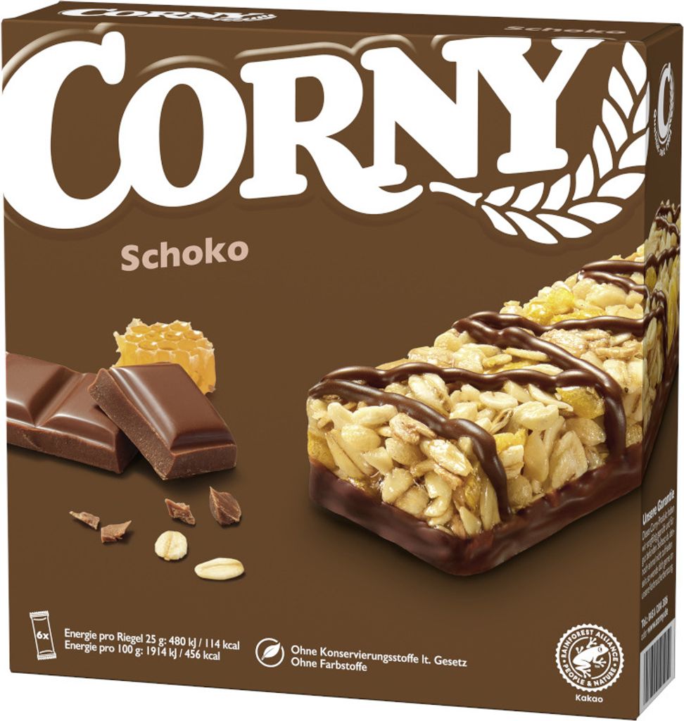 Schwartau Werke Corny Classic Chocolate Muesli Bars, 6x25g