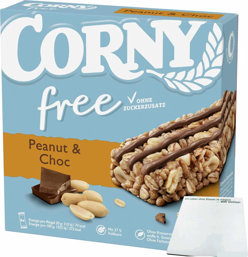 Corny free Peanut & Choc 6 bars (120g pack) + usy block