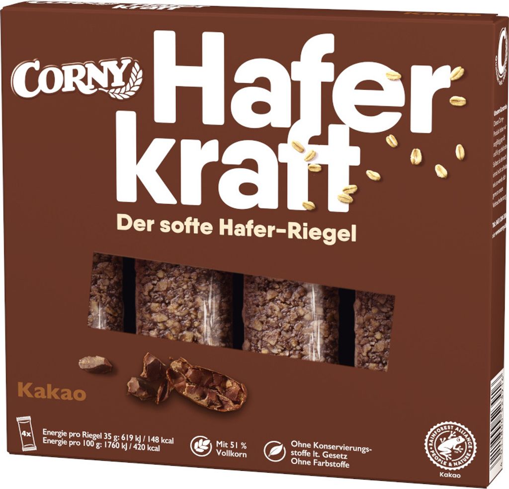 Schwartau Werke Corny Haferkraft Cocoa Muesli Bars, 4x35g