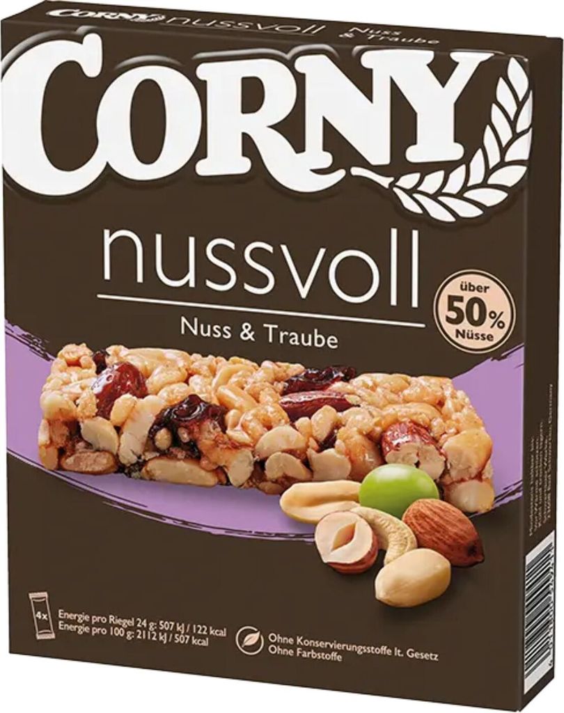 Schwartau Werke Corny Nussvoll Nut & Grape Muesli Bars, 4x24g