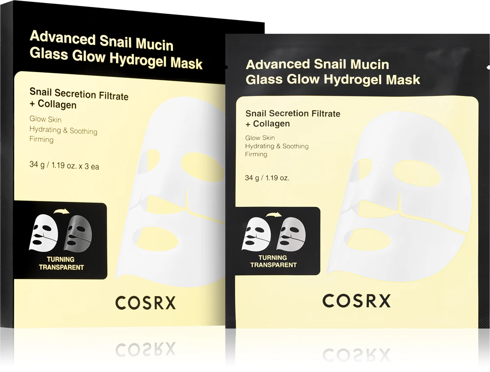 Cosrx Advanced Snail Mucin Glass Glow Hydrogel Mask: Revitalizing hydrogel mask with snail extract to even out skin tones