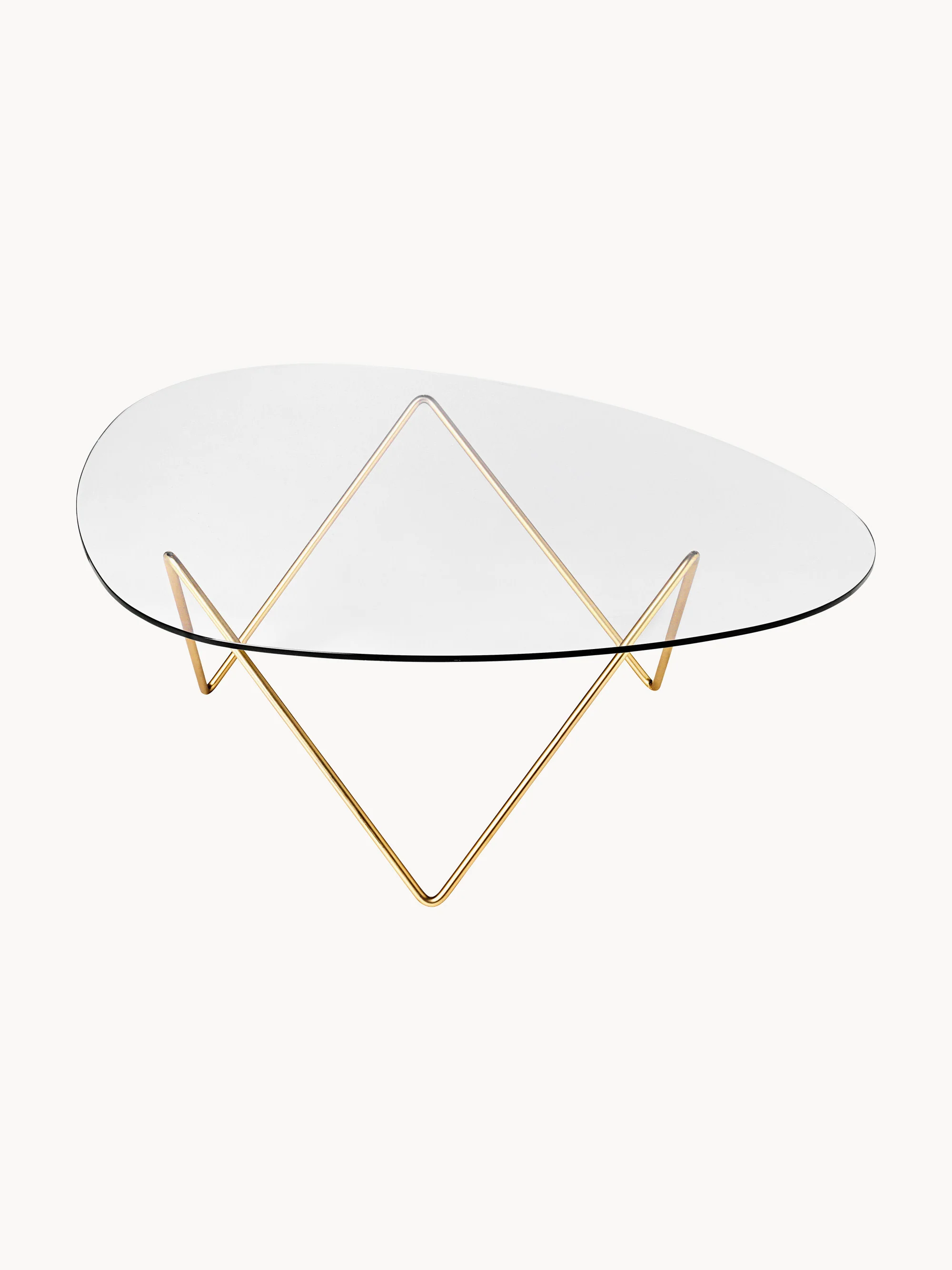 gubi Pedrera coffee table with glass top, Brass