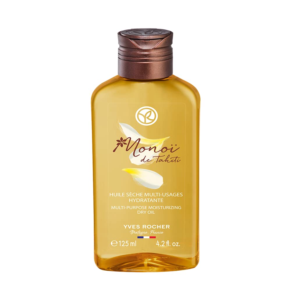 Yves Rocher MONOÏ Dry Body Oil, Nourishing Moisturising Oil for Skin & Hair, 1 x Pump Bottle 125 ml