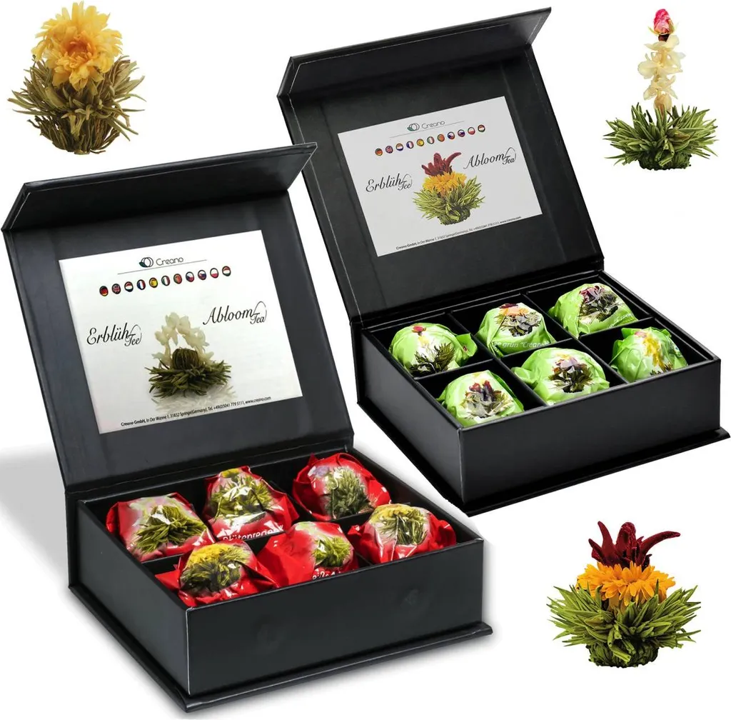 Creano 2-piece set magnetic box flowering tea green tea and white tea 84g