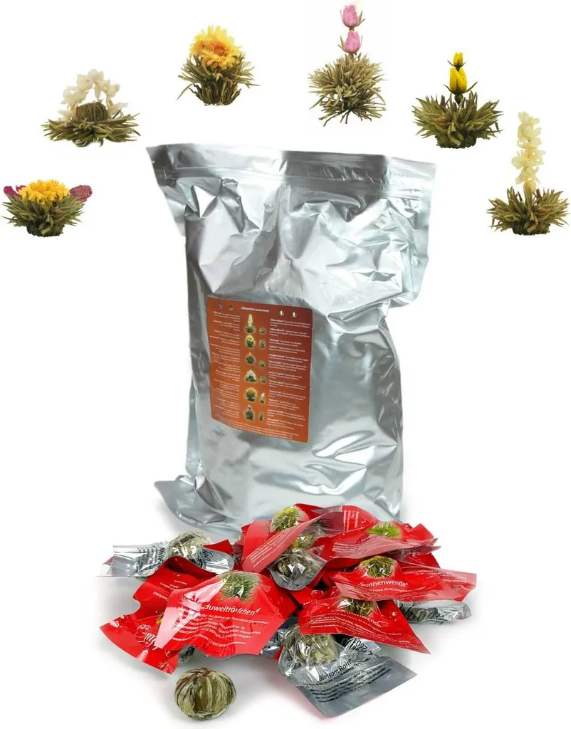 Creano Tea Flowers 36 Tea Balls White Tea Bulk Pack, Flowering Tea, Tea Roses, Blooming Tea, 252 gm