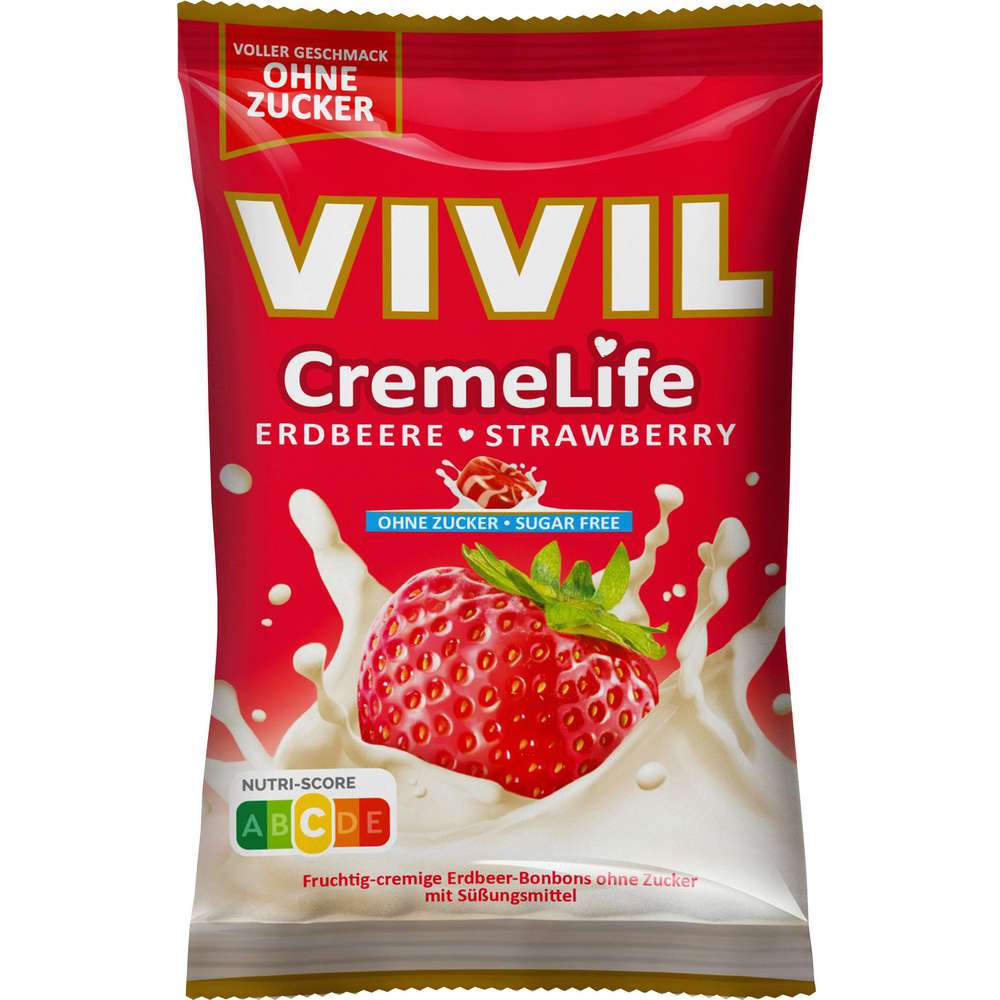 VIVIL Creme Life Classic Strawberry Candies, sugar-free 90g