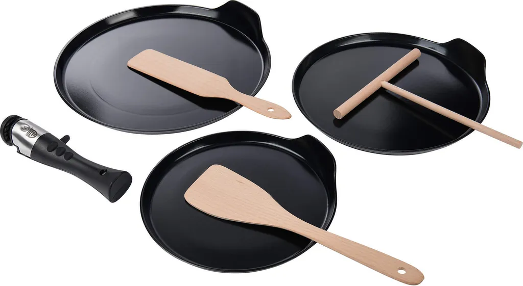 GRAWE 7-piece crepe pan set, including removable handle, crepe accessories