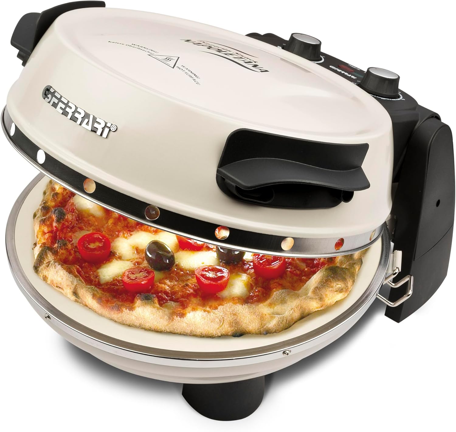 G3 Ferrari G3Ferrari Napoletana Icy Cream Electric Pizza Oven - Limited Edition, G1003217, up to 400 Degrees with Pizza Stone - Includes 2 Stones/Pizza and Fladen and Much More in 3 Minutes/Also for Table and