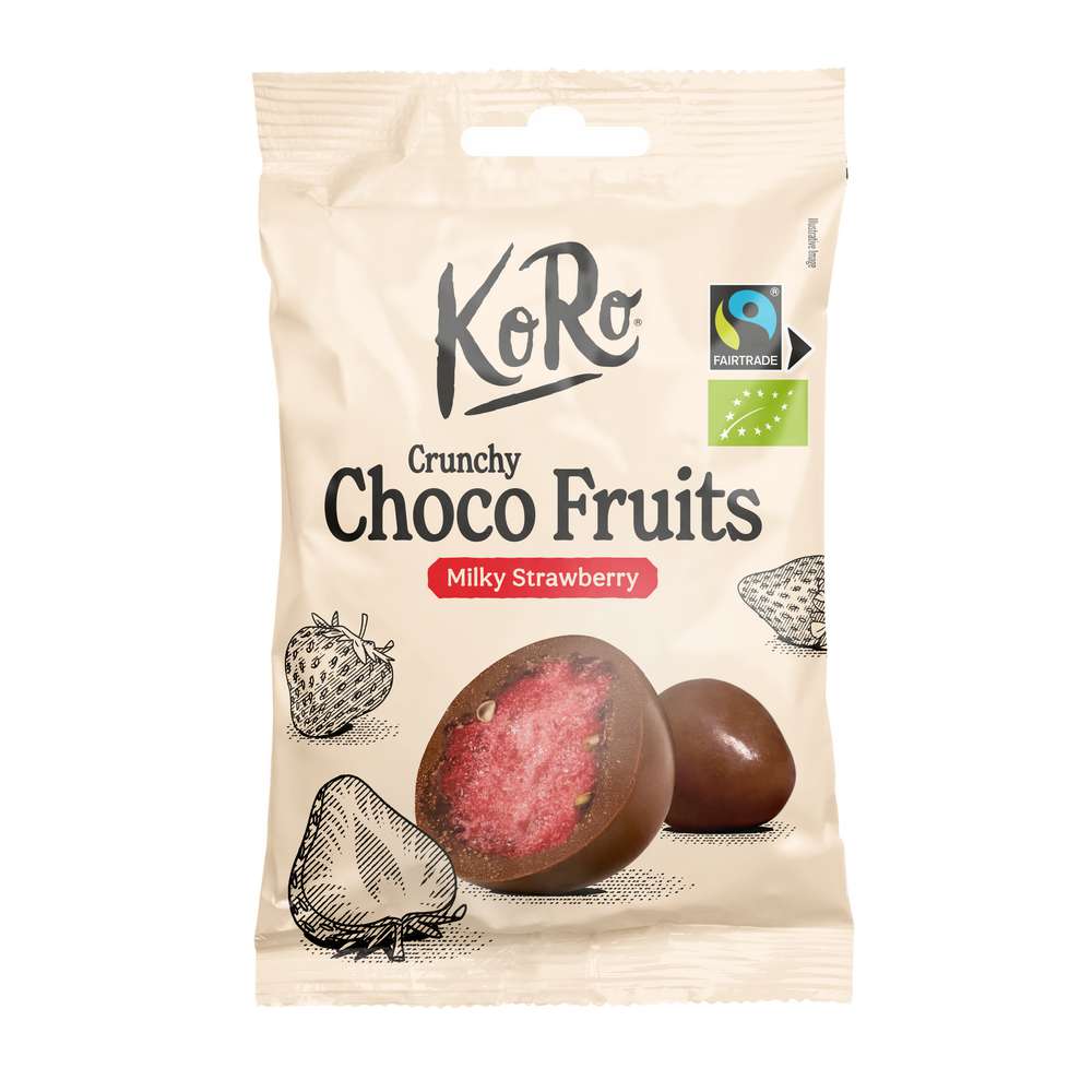 KoRo Crunchy Choco Fruits Milky Strawberry 50g
