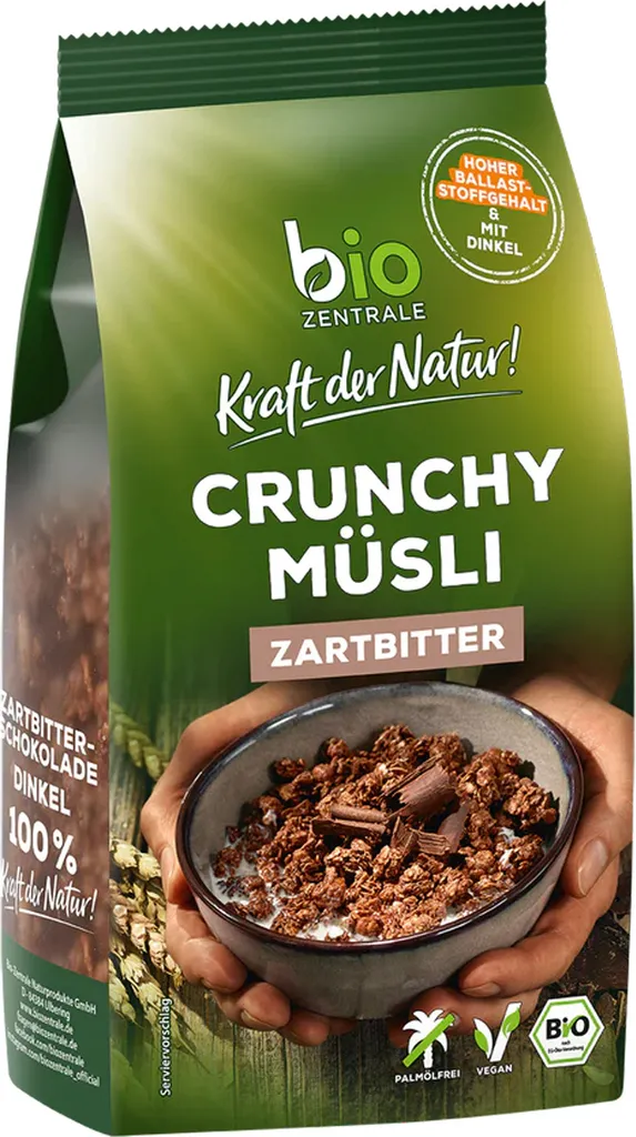 Importhaus Wilms/Impuls Crunchy dark chocolate spelt muesli, chocolatey, hearty, delicious, 375g