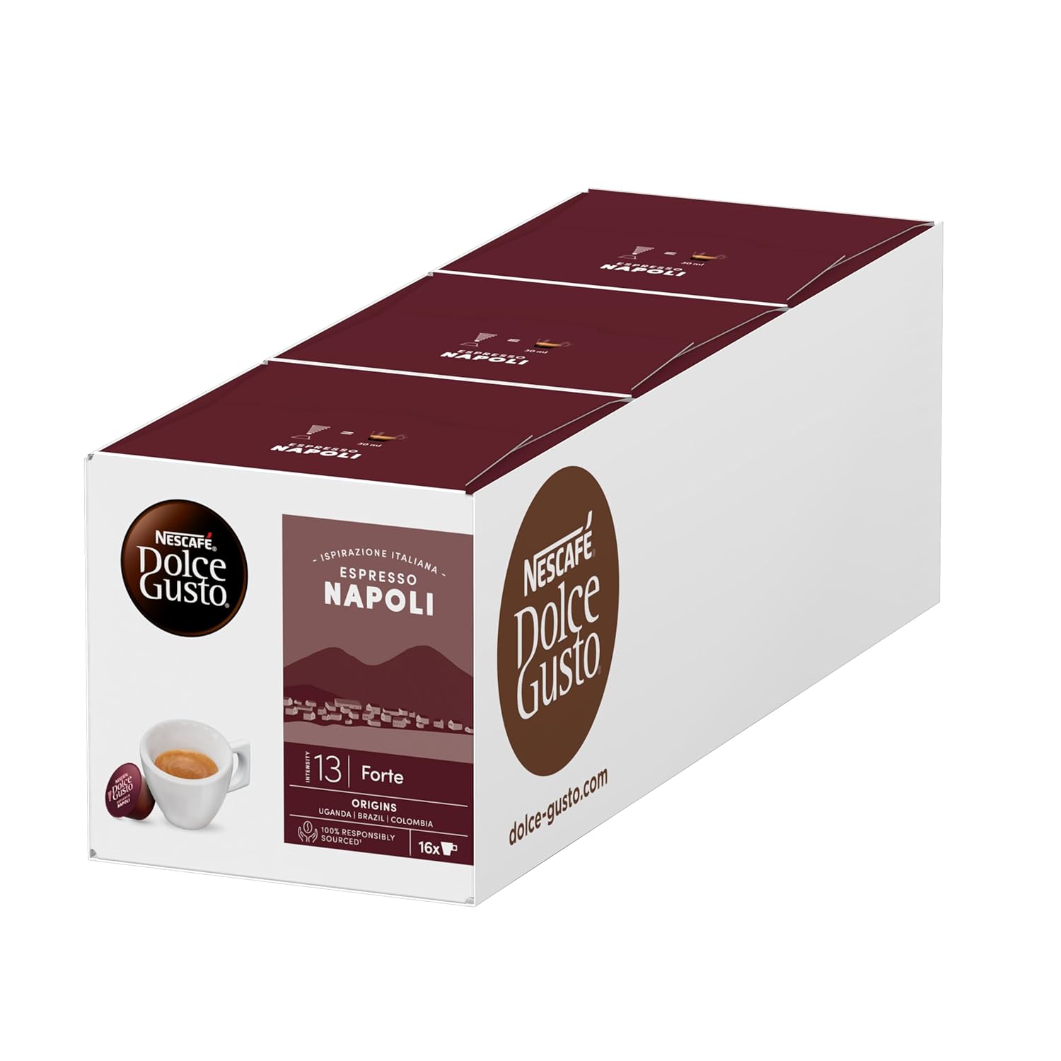 NESCAFÉ DOLCE GUSTO Inspirazione Italiana Espresso Napoli Coffee Capsules Pack of 3 (3 x 16 Capsules)