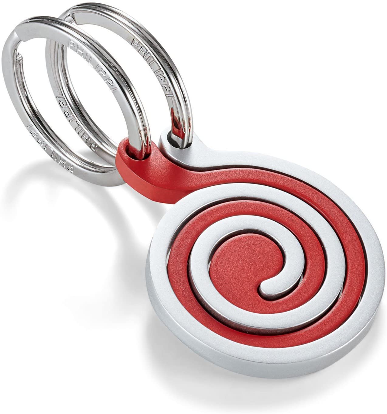 Philippi Snail Key Ring 2 Pieces Painted Silver Cast Metal, Matt Chrome, Re