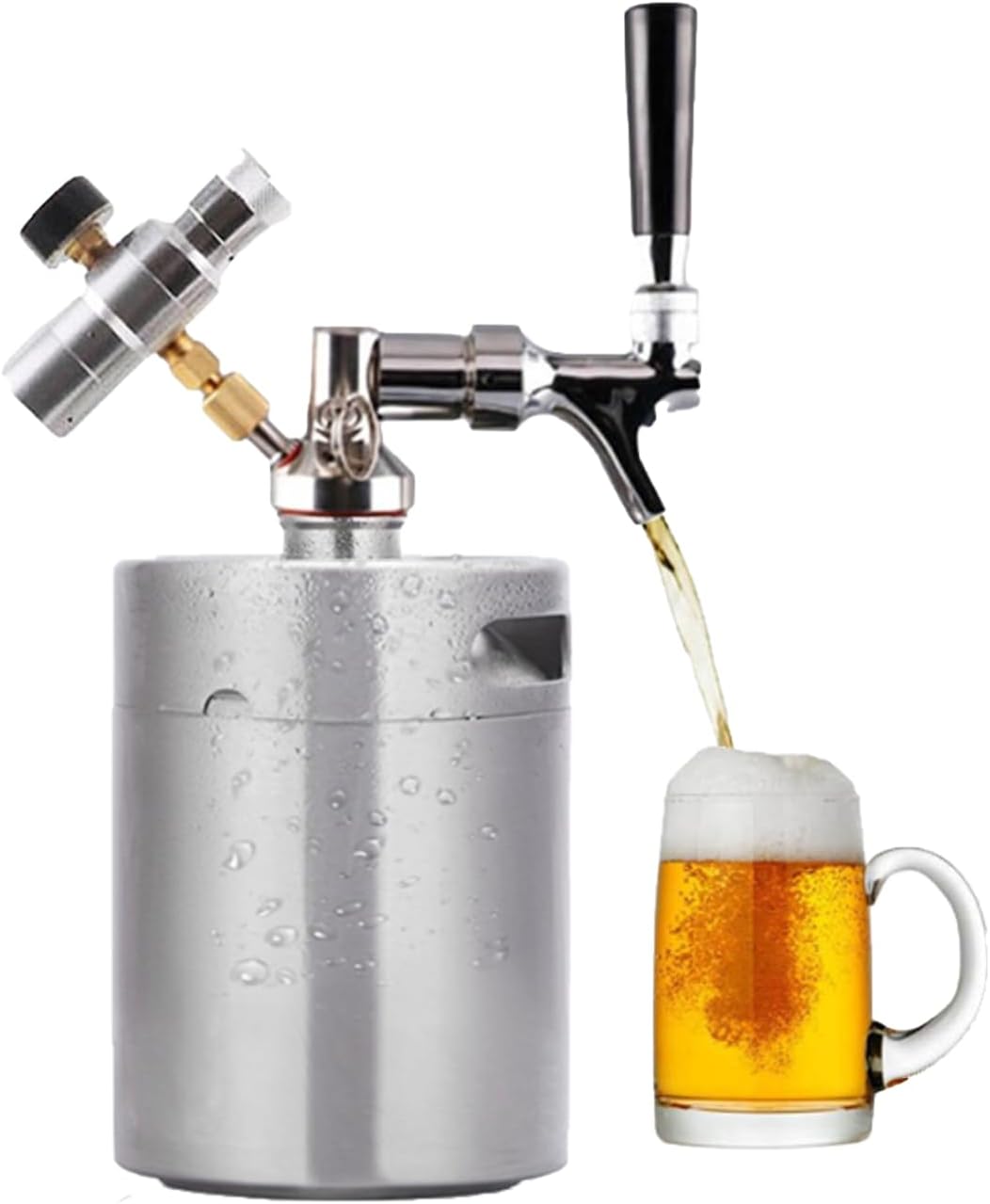 304 Stainless Steel Mini Barrel Growler, 5L Mini Beer Dispenser Set for Home Brewery, Craft Beers and Draft Beer Fresh